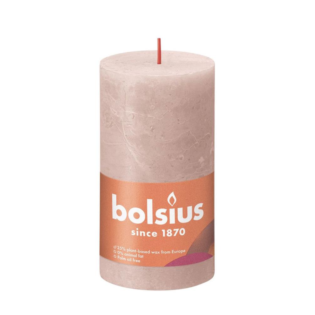 Bolsius Misty Pink Rustic Shine Pillar Candle 13cm x 7cm £6.29